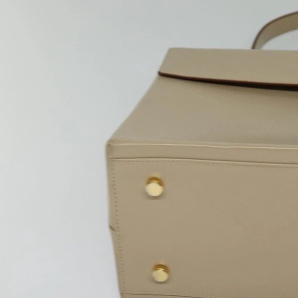 Salvatore Ferragamo Gancini Hand Bag Leather 2way Beige Gold Auth 125026 - Picture 14 of 16